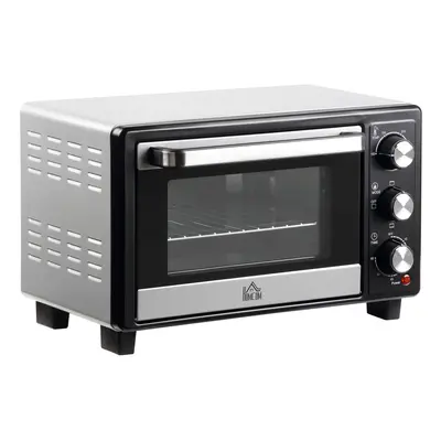 HOMCOM Mini Oven 16L Countertop Oven w/ Adjustable Temp Timer 1400W, Silver