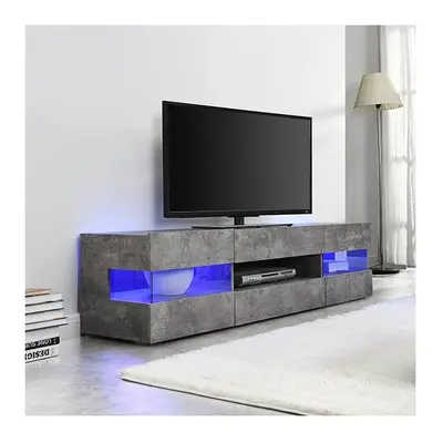 Kirsten Wooden TV Stand In Concrete Effect With LED Lighting