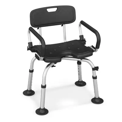 Shower Chair Height Adjustable Non-Slip w/ Removable Back & Arms 100KG