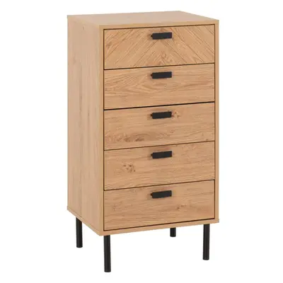 Leon Drawer Narrow Chest Medium Oak Effect Metal Legs