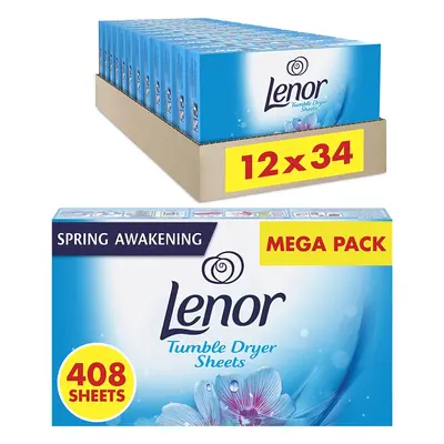 Lenor Fabric Tumble Dryer Sheets, Sheets (34 x 12), Spring Awakening