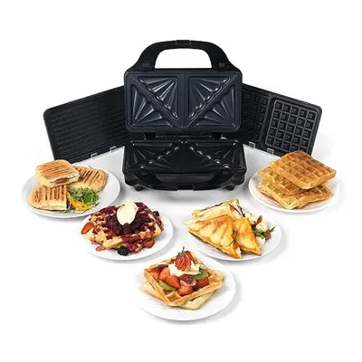 Salter EK2143 3-in-1 Snack Maker -Deep Fill Waffle Iron, Sandwich Panini Press & Toastie Maker, 