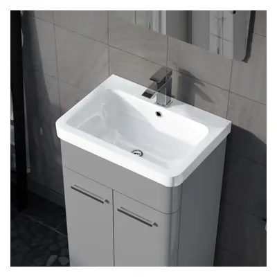 500mm White Ceramic Mid-Edge Basin comes with Single Tap Hole and Overflow