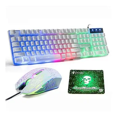 LexonElec UK Layout Gaming Keyboard and Mouse Sets Rainbow Backlit Ergonomic Usb Gaming Keyboard