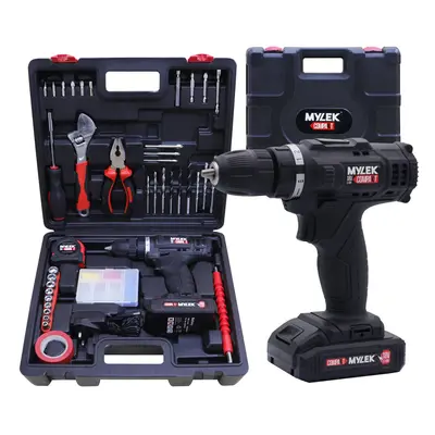 Mylek 18V Cordless Drill Driver Li-Ion Battery Piece Accessory Set