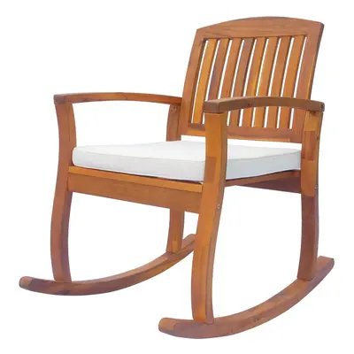 Outsunny Rocking Chair Porch Slat Cushion Acacia Hardwood Deck Indoor Outdoor