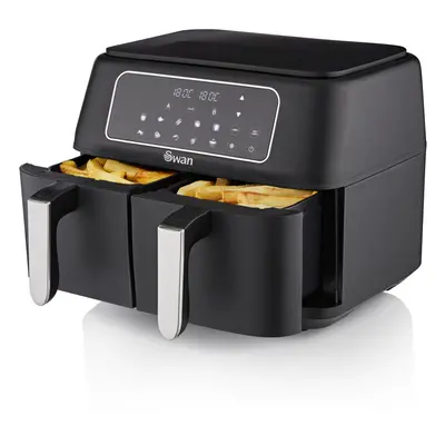 Swan Duo Digital Air Fryer, Dual Baskets, Family Sized 8L Cavity Capacity, Pre-Set Functions, Sm