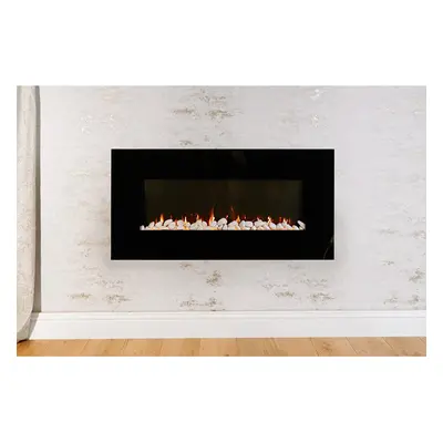 Remote Control Wall Mounted Electric Fire Place, Flame Effect, Pebbles