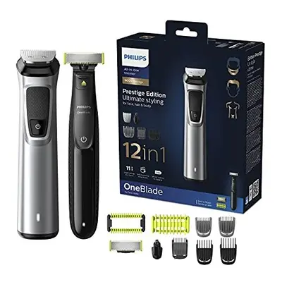 Philips Multigroom Series 9000, 12-in-1, Face, Hair and Body, Self-sharpening metal blades, Up t