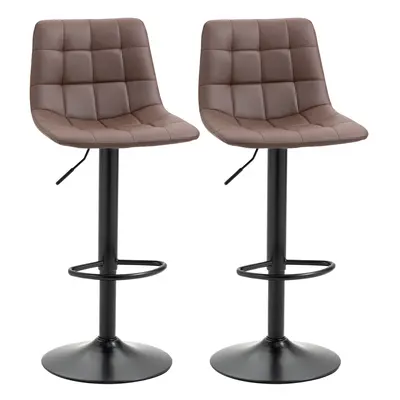 HOMCOM Bar Stools Set of Adjustable Counter Barstools W/ Footrest Brown