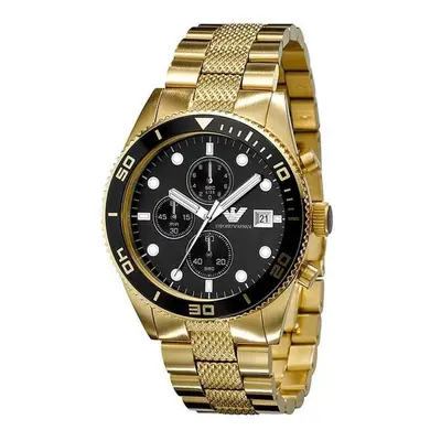 Emporio Armani Mens Black Dial Gold ToneChronograph Watch AR5857