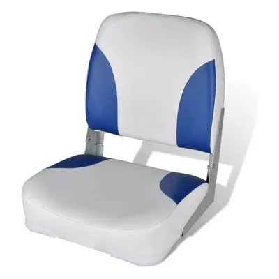 vidaXL Boat Seat Foldable Backrest with Blue-white Pillow Kayak Canoe Seat