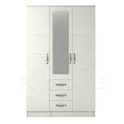 Ready assembled Classic Door Drawer Combi Mirrored Wardrobe White