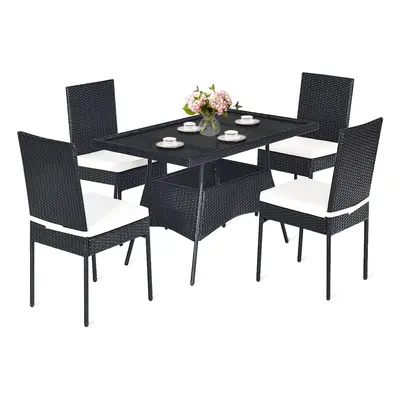 5-Piece Patio Rattan Wicker Dining Set Outdoor Dining Furniture Set