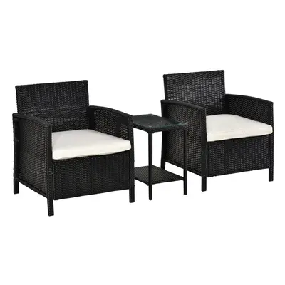 Outsunny PC Outdoor Rattan Sofa Set w/ Chairs Coffee Table Cushion Black