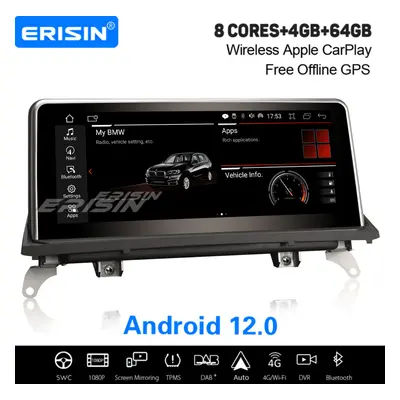 10.25" IPS 64GB 8-Core Android 12.0 Wireless CarPlay Car Stereo For BMW X5 E70 X6 E71 CCC Satnav