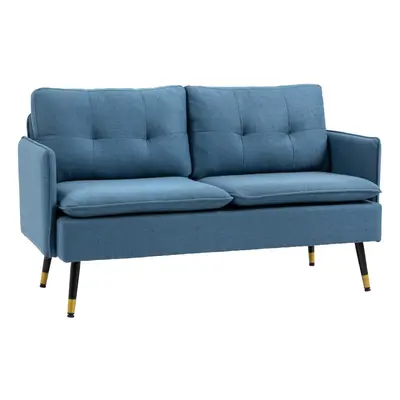 HOMCOM Modern Upholstered Two Seater Sofa for Bedroom Living Room Dark Blue