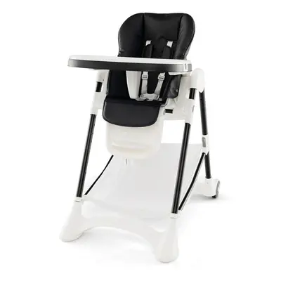 Folding Baby High Chair Adjustable Convertible High Chair W/ Detachable Cushion