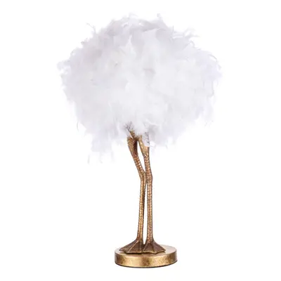 Litecraft Oscar Ostrich Legs Table Lamp With Feather Ball Shade - Gold