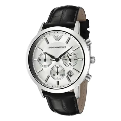 Emporio Armani Mens Classic Chronograph Watch on Black Leather Strap AR2432