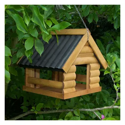 Wooden Fordwich Garden Hanging Bird House Black Roof Feeding Station