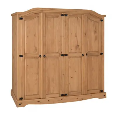 Corona Solid Pine 4-Door Arch Top Bedroom Wardrobe