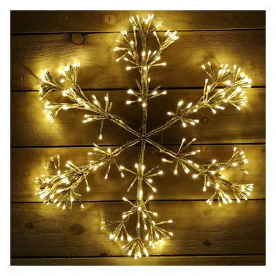 60cm Gold Starburst Snowflake Wall Window Decoration with Warm White LEDs