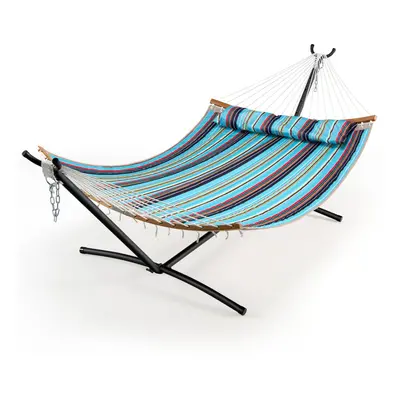 Double Hammock w/ Detachable Pillow & Hand-Woven Ropes