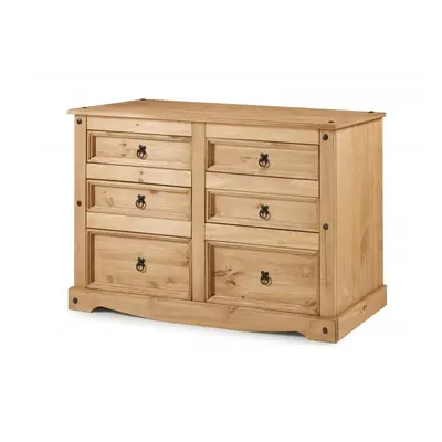 Corona Low 3+3 Wide Chest Solid Pine Bedroom Furniture