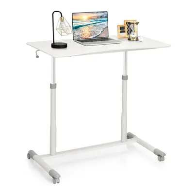 Sit-Stand Gas-Rod Lifting Desk Mobile Home Office Workstation w/Wheels