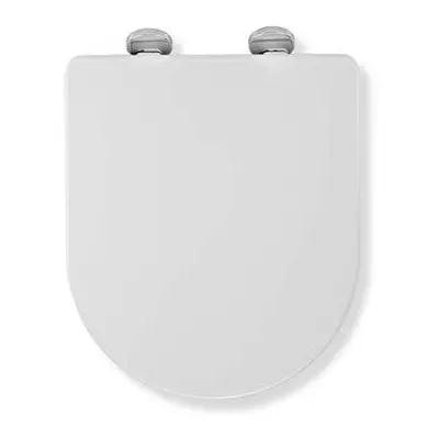 Croydex Flexi-Fix Eyre D-Shape Always Fits Never Slips Slow Close Anti Bacterial Toilet Seat, Wh