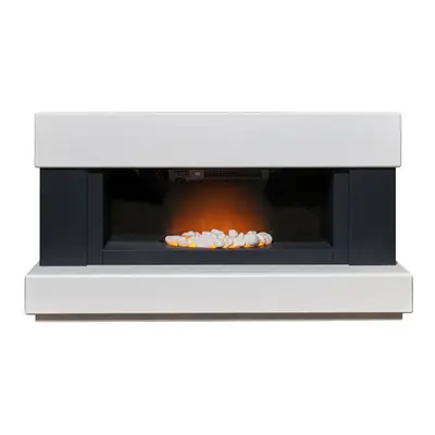 Adam Verona Fireplace Suite in Pure White & Charcoal Grey, Inch