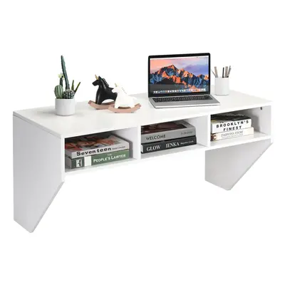 Wall Mounted Floating Computer Desk Wood PC Work Study Table W/Storage