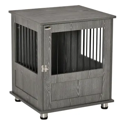 PawHut Dog Crate Kennel Cage for Small Dog, Indoor End Table, Grey