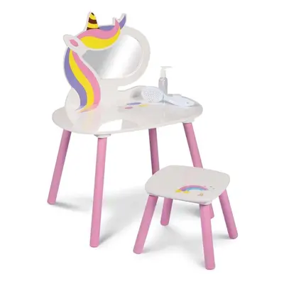 Princess Kids Vanity Table Girls Dressing Table with Stool Mirror Playset Toy Children Makeup Ta