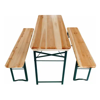 3pc Folding Wooden Picnic Table & Bench Set