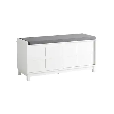 SoBuy FSR86-WShoe Bench Shoe Cabinet &2 Sliding Doors and Seat Cushion