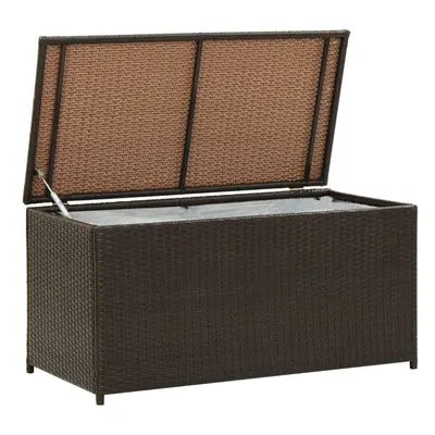 vidaXL Garden Storage Box Poly Rattan Brown 100cm Chest Blanket Box Bench