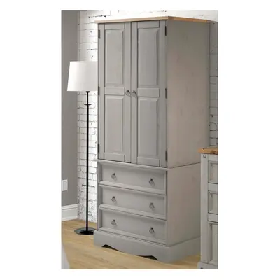 Corona Door Drawer Bedroom Armoire Wardrobe Antique Wax Finish Grey