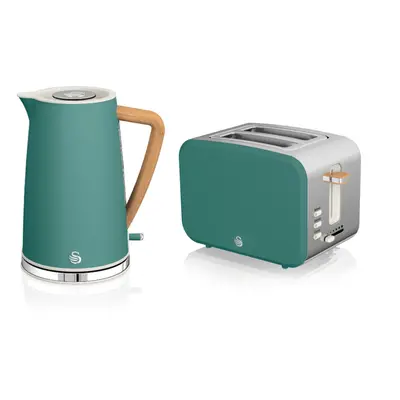 2pc Swan Nordic Toaster & Kettle Set - Pine Green