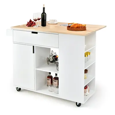 Drop-Leaf Kitchen Island Rolling Serving Cart Kitchen Bar Serving Cart