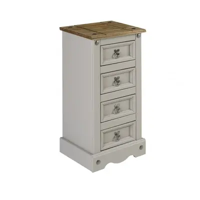 Corona Grey Wax Drawer Narrow Bedside Solid Pine Bedroom Furniture