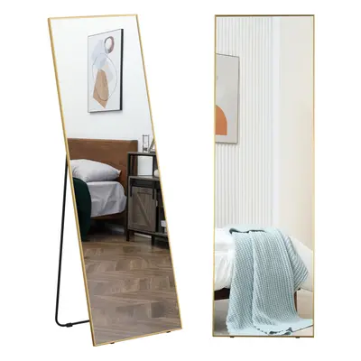 HOMCOM Full Length Mirror Dressing Mirror Wall-Mounted Entryway Gold Frame