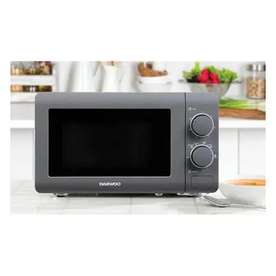 Daewoo 20L Manual Microwave with Power Settings Minute Timer Defrost Function Cool Grey Housing 