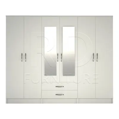 Ready assembled Classic Door Mirrored Wardrobe White