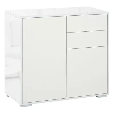 HOMCOM Side Cabinet with Door Cabinet and Drawer for Home Office White