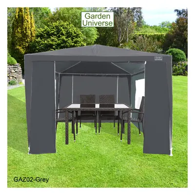 Gazebo x 3m By Garden Universe Steel Frame Marquee Canopy Party Tent Grey