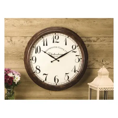 Wall Clock Garden Outdoor Indoor Cheltenham Round Huge 60cm - Brown