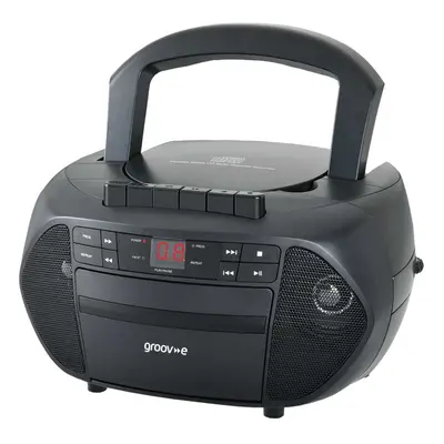 Traditional Boombox Portable CD & Cassette Player with Radio - Black