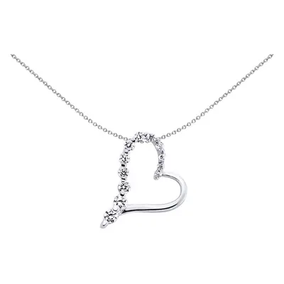 Jewelco London Ladies Sterling Silver Cubic Zirconia Love Heart Pendant Necklace inch - GVP278